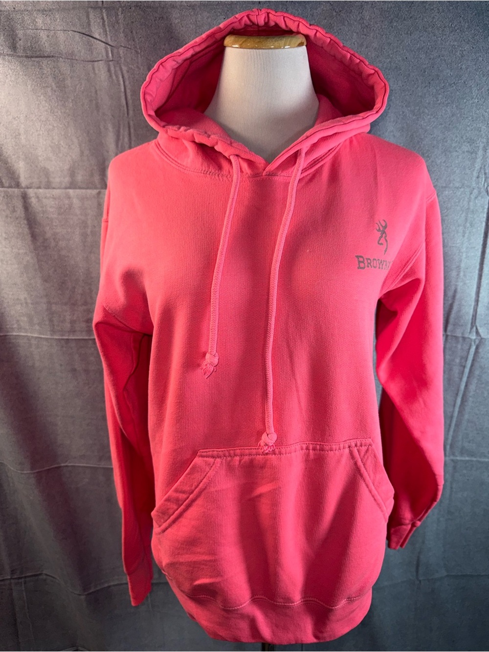 2152-Browning Hot Pink Hooded Pullover Sweatshirt